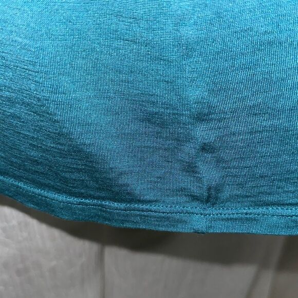 Eileen Fisher M Turquoise Green Pleated Front Scoop Silk Cotton Blend Tank Top - Picture 5 of 11